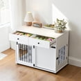 thumbnail image 2 of GZXS 39.4" Dog Crate End Table on Wheels, Furniture-Style Pet Crate with Sliding Barn Door & Side Hinged Door, Lockable Casters, 220 lbs Capacity, White, 2 of 10