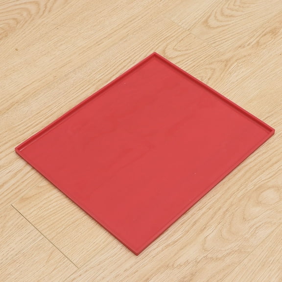 Raindrops Silicone Pet Feeding Mat for Dog and Cat with Raised Edges Waterproof Easy to Clean Dishwasher Safe Red 12x16 inches