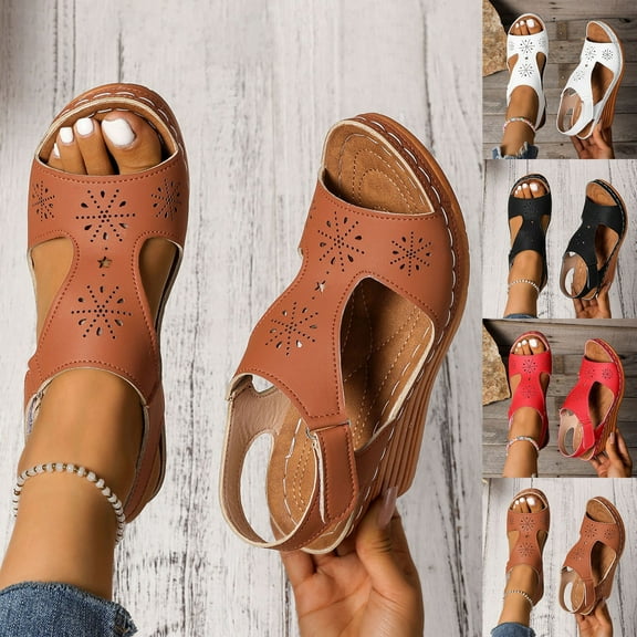 Miluxas Wedge Sandals Women Open Toe Comfortable Platform Sandals Summer Wedding Sandals White 9.5(43)