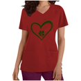 thumbnail image 3 of BiZtdJrK 2025 Happy St. Patrick's Day Scrub Tops for Women Fashion Shamrock Graphic Tees Shirts Short Sleeve Nurse Uniform Tshirts with Pocket Red L Today Prime Sales, 3 of 7