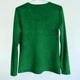 thumbnail image 4 of Aobny Women's Blouses Party Sequin T-shirt Long Sleeve Pullover V-Neck Green Christmas Teacher Shirt,S, 4 of 9