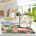 thumbnail image 5 of Pink Flamingo Dish Drying Mat, Absorbent Microfiber Pad Protector For Kitchen Counter Top Mat Dish Drainboard 18x24in, 5 of 7