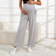 thumbnail image 5 of Maternity Women's Side Drawstring Wide Leg Pants, Over‑Belly High Elastic Support, Adjustable Side Ruched Detail for Pregnancy Daily Wear, Maternity Pants for Women Gray XXXL, 5 of 6