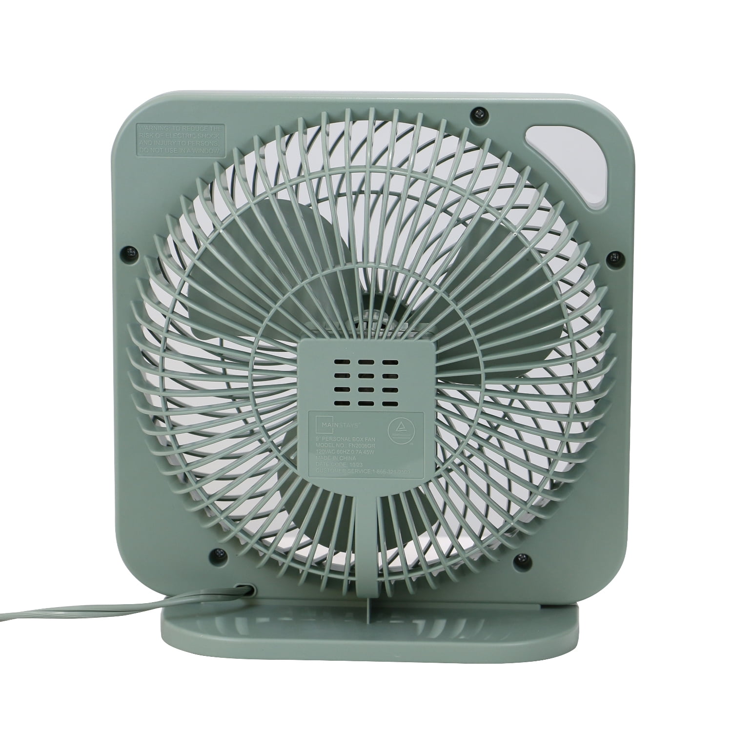 (2 pack) Mainstays New Style 9 inch Box Indoor Comfort Personal AC Electric Fan, 3 Speeds, Green River