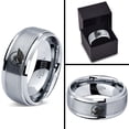 thumbnail image 4 of Tungsten Unicorn Pegasus Horse Creature Band Ring 8mm Men Women Comfort Fit Gray Step Bevel Edge Brushed Polished, 4 of 4