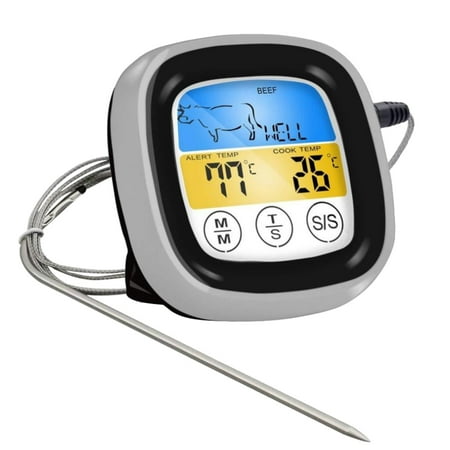 Digital Meat Thermometer Kitchen LCD Touch Screen BBQ Thermometer Timer ...