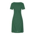 thumbnail image 5 of TIANEK Sundresses for Women Short Sleeve Solid Color Midi Sun Dress A-Line Pleated Long Teen Dresses, 5 of 5
