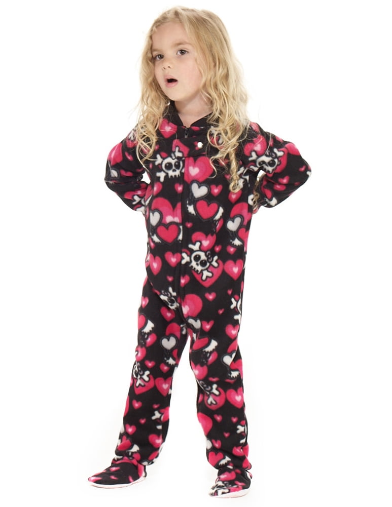 Footed Pajamas Footed Pajamas Hearts n Skulls Toddler Fleece