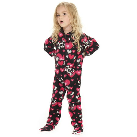 Footed Pajamas - Footed Pajamas - Hearts n Skulls Toddler Fleece ...