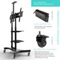 thumbnail image 6 of ONKRON Mobile TV Stand for 40"-70" TVs up to 100 lbs, Modern Adjustable, max VESA 600x400, 33" long, 6 of 11