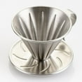 thumbnail image 2 of EIGTHTAIL Stainless Steel Coffee Dripper Cone Coffee Drip Filter Cup Permanent Coffee Maker with Separate Stand for 1-4 Cups (Silver), 2 of 5
