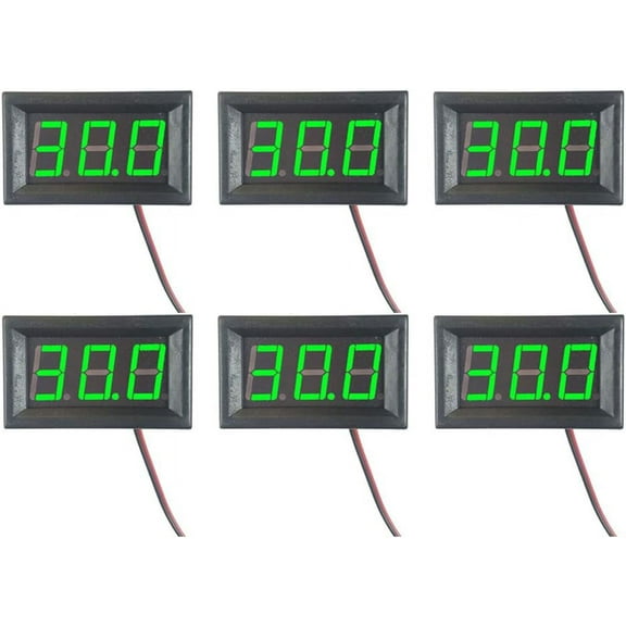 Treedix 6pcs 0.56'' 3-Digit LED Display Voltmeter Two-Wire DC 5V-30V LED Digital Tube Voltage Meter Voltmeter