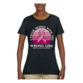 thumbnail image 2 of Wild Bobby Cancer Messed With the Wrong Girl Breast Cancer Awareness Women Graphic Tee, Black, Small, 2 of 6