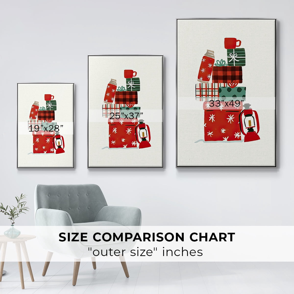 Going to Grandmas Collection B - Framed Gallery Wrapped Holiday Canvas - 25 x 37 - Silver Frame