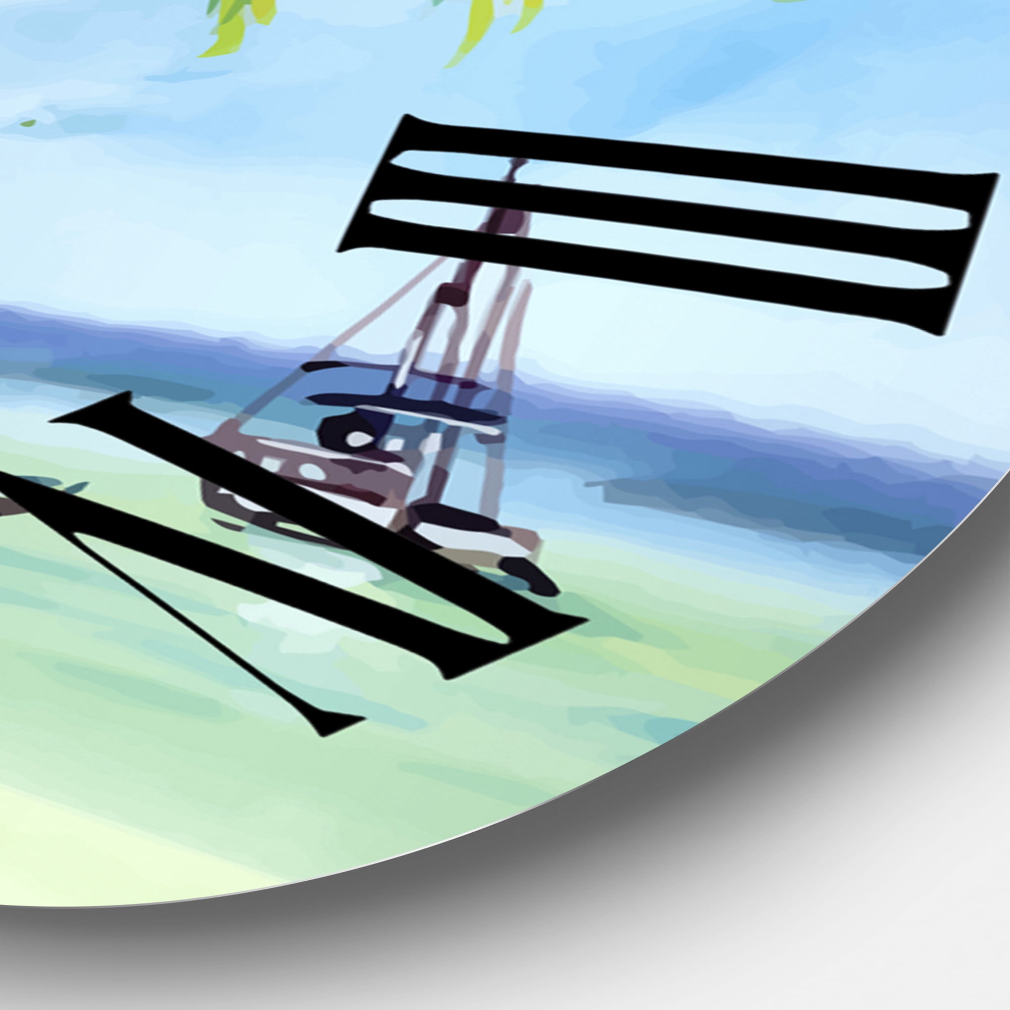 Designart 'Summer Beach With Palm Trees' Nautical & Coastal Wall Clock