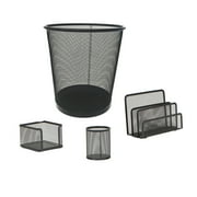 Mind Reader 4 Pc Mesh Desk Organizer Set, Pencil Holder, Letter Tray, Supply Organizer, Trash Can