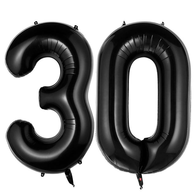 Nuolux 40 Inch Black 30 Number Balloons For Birthday Party Decoration Jumbo Foil Balloons For Anniversary Party Supplies