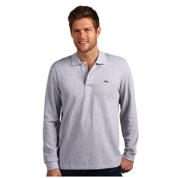 Lacoste Men's Long Sleeve Chine Classic Pique L.12.12 Original Fit Polo Shirt, Silver Chine, 4