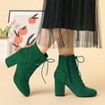 thumbnail image 2 of Unique Bargains Bottines à Lacets à Talon Haut Épais à Bout Rond pour Femmes, 2 of 5