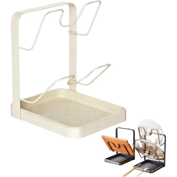 Multifunctional Double Layer Kitchen Pot Lid Storage Rack Organizer for Pots and Pans with Secure Lid Holder While Cooking