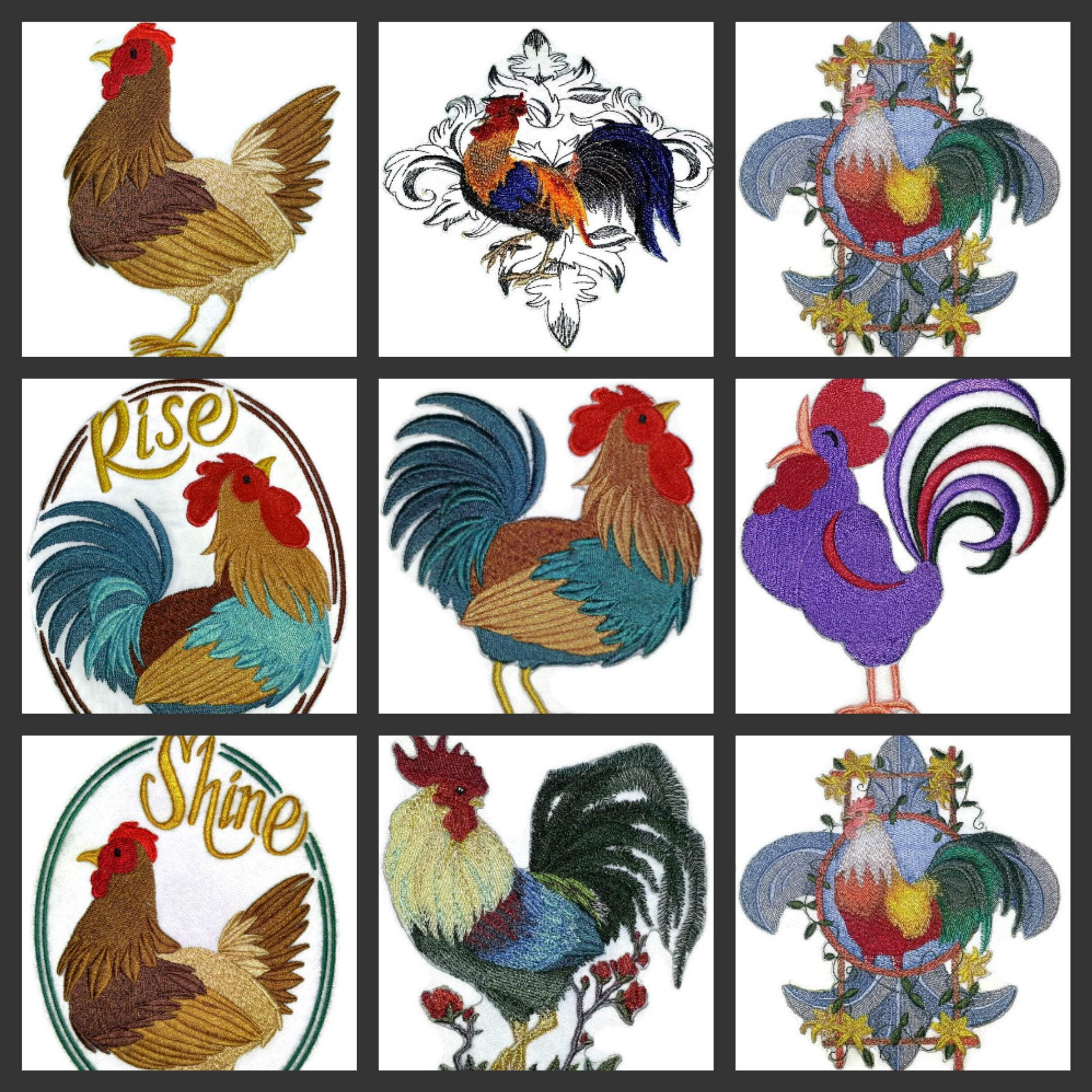 Nature Weaved in Threads, Amazing Rooster [Bluebonnet Blooms Chicken ] [Custom and Unique] Embroidered Iron on/Sew Patch (6.89" x 6.9") [Made in USA]