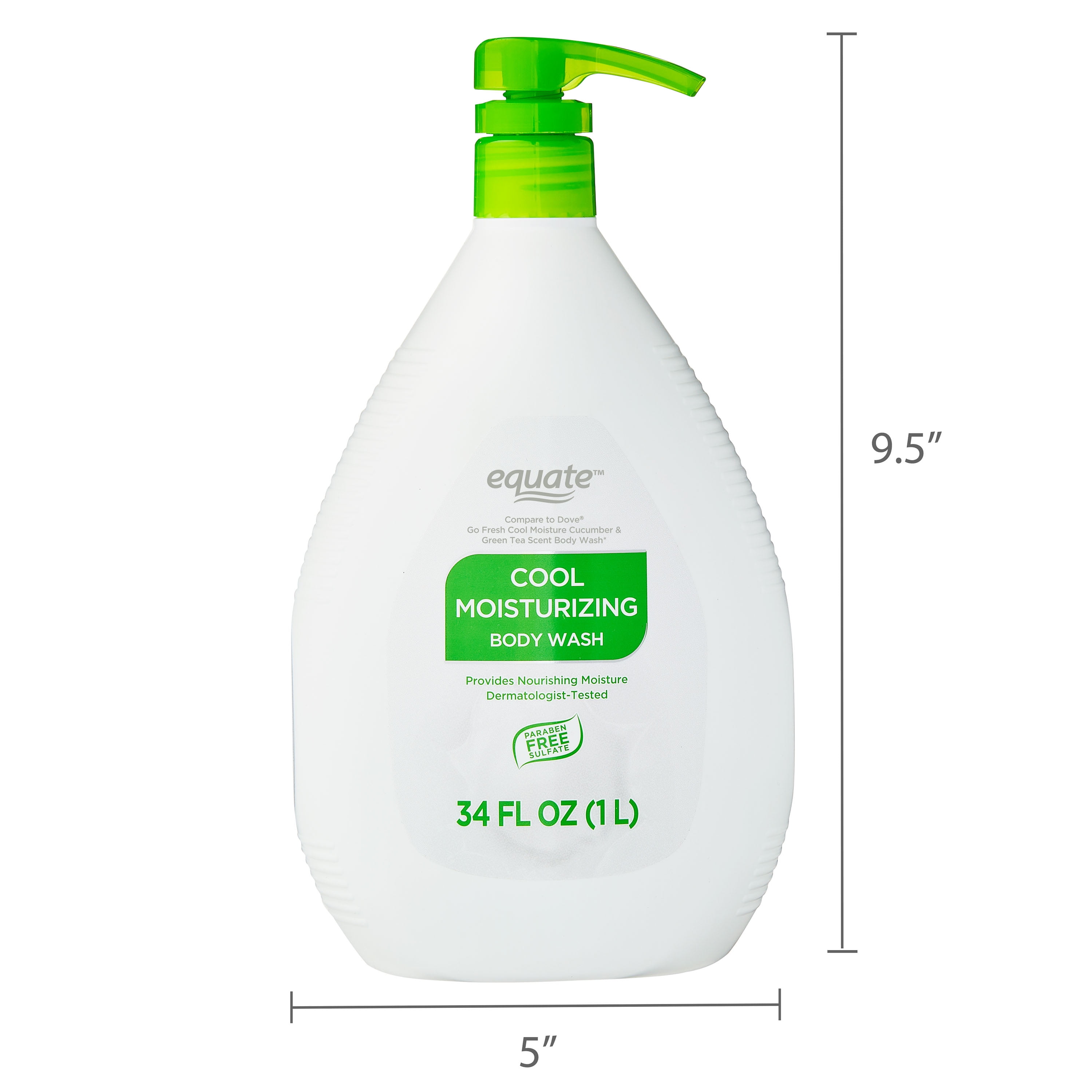 (4 pack) Equate Cool Moisturizing Body Wash, 34 fl oz