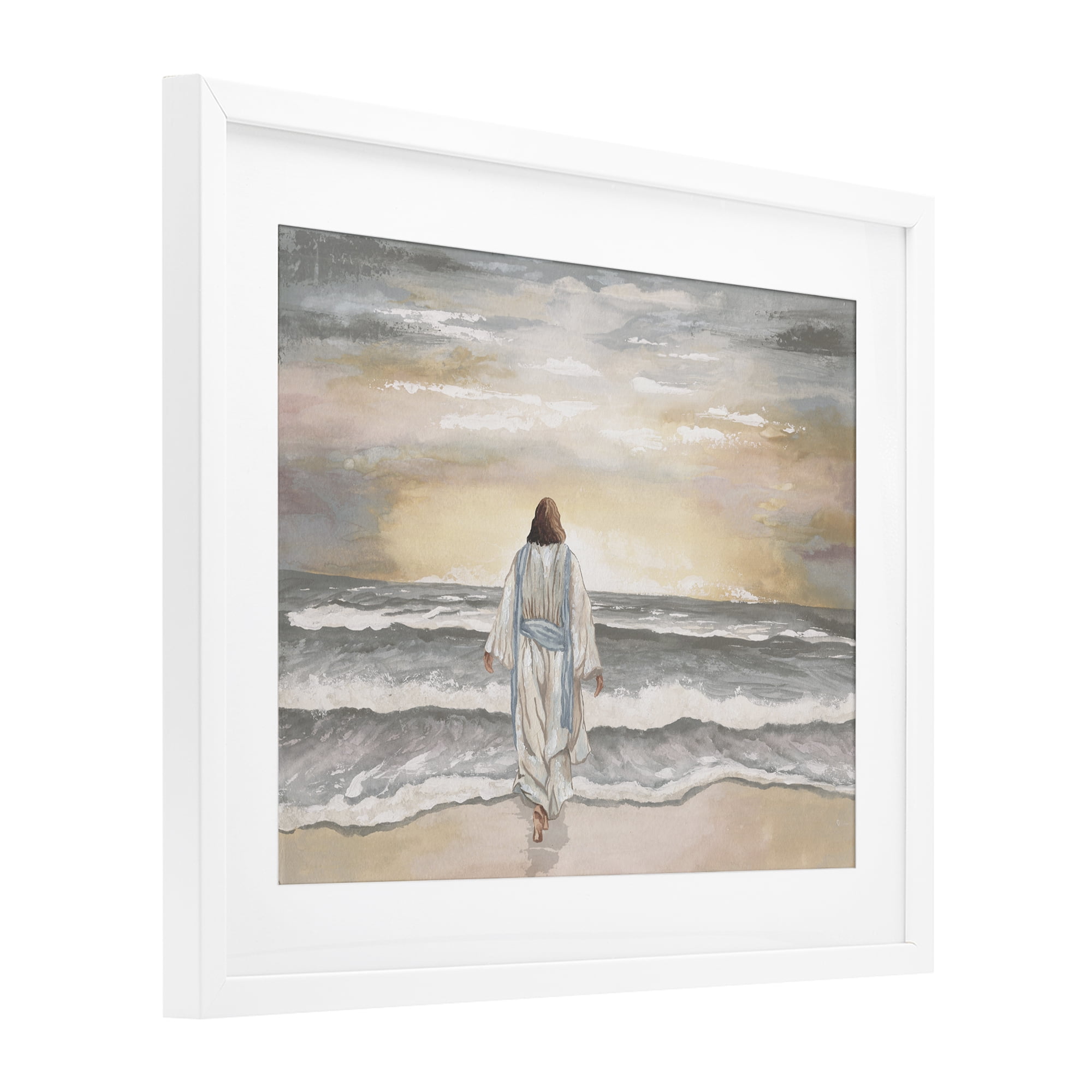 Stupell Industries Jesus Walks The Shore White Framed Print Under Glass, design by Elizabeth Medley