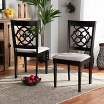 Baxton Studio Renaud Modern and Contemporary Grey Fabric Upholstered and Dark Brown Finished Wood 2-Piece Dining Chair Set