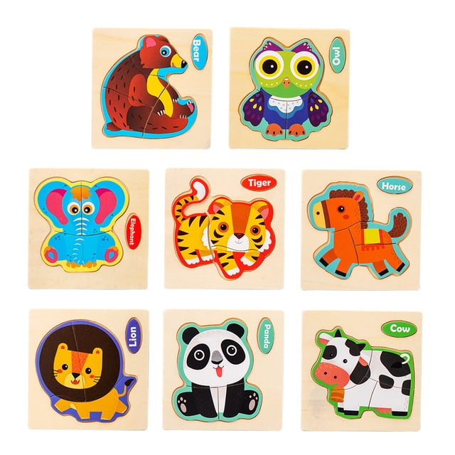 Rompecabezas De Animales De Dibujos Animados De Madera Para Niños, Juguetes De Educación Temprana Para Niños, Desarrollo De Coordinación Mano-Ojo seitruly FN007803-01