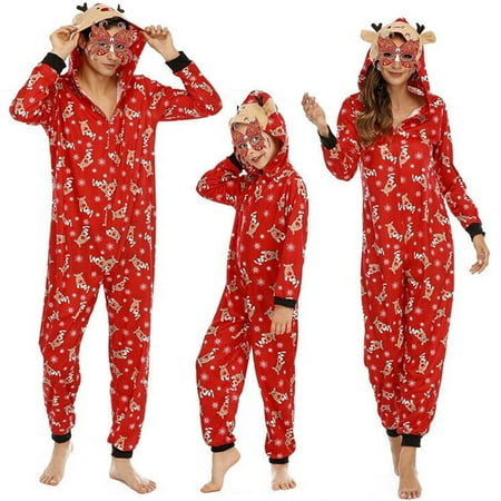 

Viworld Matching Family Pajamas Christmas Hoodie PJ s Festival One Piece Sleeper Outfits for Men Women Kids Baby