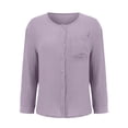 thumbnail image 5 of Idoravan Womens Sets 2 Piece Outfits Women's Summer Two Piece Neck Long Sleeve Button up Shirts with Pocket High Waist Drawstring Large Shorts Casual Set, 5 of 5