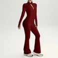thumbnail image 2 of LIUJUNSHOP Women 2 Piece Outfits Tracksuit Set Long Sleeve Full Zipper Crop Jacket and Flare Pants Workout Set With Pockets Red M, 2 of 6