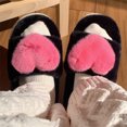 thumbnail image 2 of Xfvqtps Womens Furry Slippers Fluffy Plush Three Dimensional Love Open Toe Memory Foam Thick Bottom Soft Sole Comfortable Non-Slip Warm Winter Indoor and Outdoor Slippers Black, 2 of 7