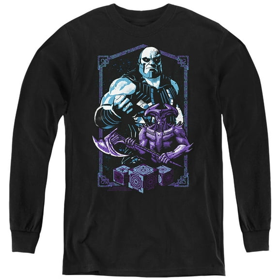 Justice League Movie Agents Of Darkness Kids Long Sleeve T Shirt (X-Large) for Youth Boys and Girls, Black