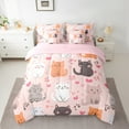 thumbnail image 2 of Castle Fairy Kawaii Cats 7 Pieces Bedding Comforter Set for Teens Boys Girls,Cartoon Animal Full Bedding Set Lightweight,Love Heart Print Fitted Sheet Flat Sheet,Super Cozy Room Decor, 2 of 8