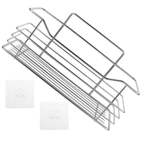 CIMAXIC 1Set Multifunctional No Drill Silver Stainless Steel Bathroom Wall Shelf Space Saver