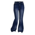 thumbnail image 7 of Mercatoo Ripped Flare Jeans for Girls Kids Wide Leg Elastic High Waist Bell Bottom Denim Pants Slim Fit Y2𝗞 Streetwear Trousers, 7 of 7