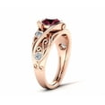 thumbnail image 3 of HeartsAndYou 2ct Natural Garnet & Diamond Leaf Vine Solitaire Accent Ring 14k SOLID Rose Gold, 3 of 9
