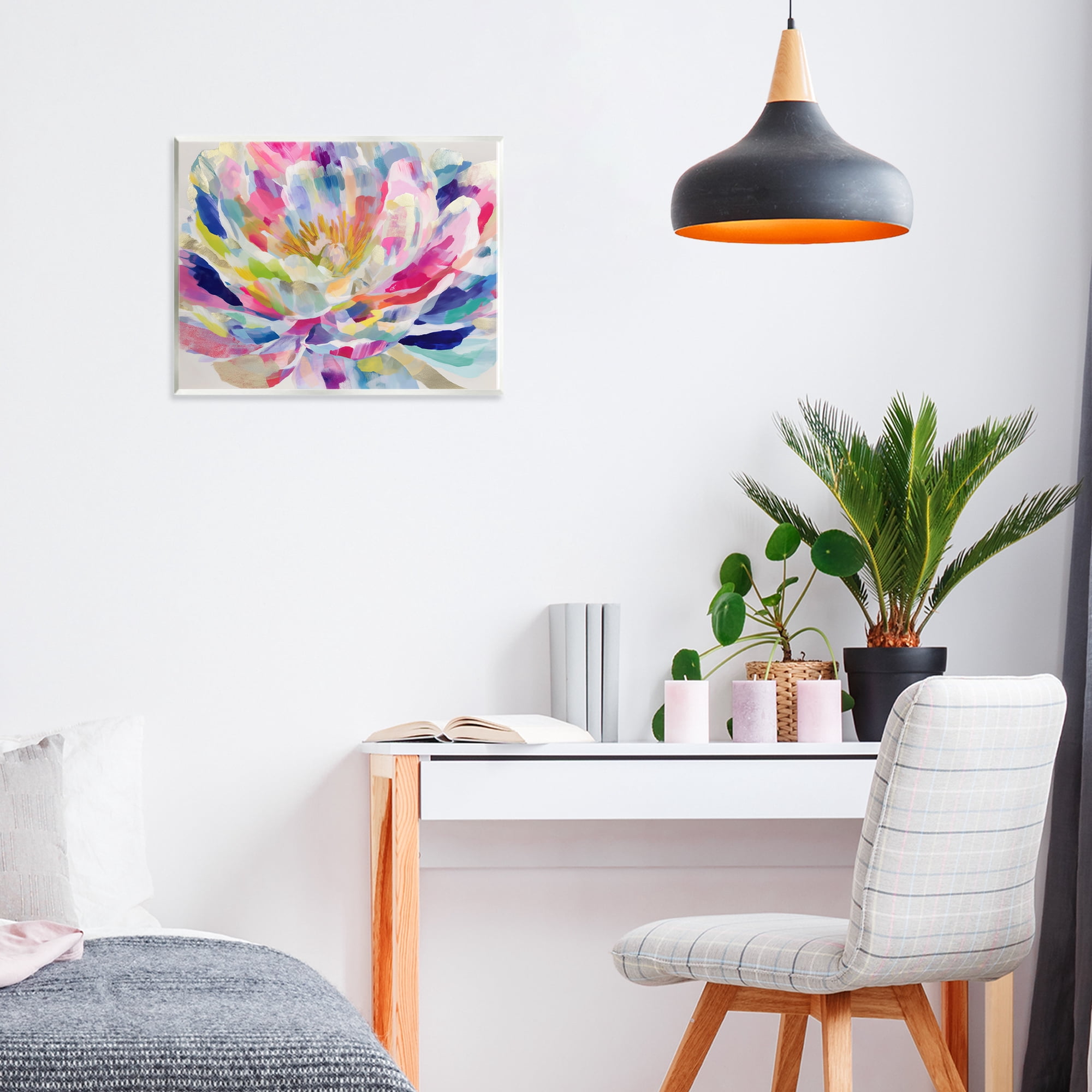 Stupell Industries Dahlia in Pink & Blue Wall Plaque Art, design by Chromatic Storm Studio