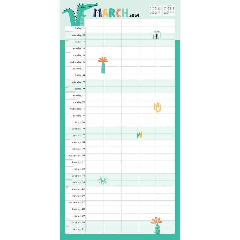 Mom's Family Planner, 2024 12 x 24 Inch Monthly Square Wall Calendar, Matte Paper and Sticker Sheet, BrownTrout, Planning Organization