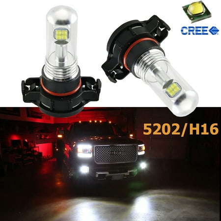 Xotic Tech 2 Pieces Super Bright White High Power 80W CREE 5202 H16 LED Bulbs Daytime Running DRL Fog Lights Bulbs Lamps Replacement For Chevorlet GMC Dodge Chrysler