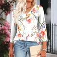 thumbnail image 4 of IchuanyiWomen's 2025 Fashion Tops 3/4 Length Sleeve Business Casual Print Blouses Summer Tees Shirts, 4 of 8
