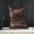 thumbnail image 2 of PiccoCasa 1 Pc 19 Momme Silk Pillowcase with Hidden Zipper Jumbo Brown, 2 of 8