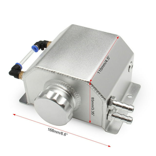 Ejoyous Réservoir de Débordement, Réservoir d'Expansion de Liquide de Refroidissement en Aluminium 1L, Réservoir de Récupération d'Huile Universel avec Bouchon de Vidange
