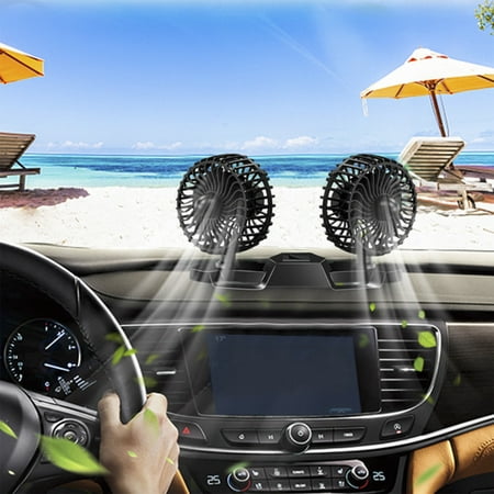 

Car Fan Portable Vehicle Fan Dual Head Electric Fan Vehicle Mounted Usb Fan Auto Coolin-G Fan Strong Wind Desk Fan For Dashboard Suv Rv Truck Sedan Home Office