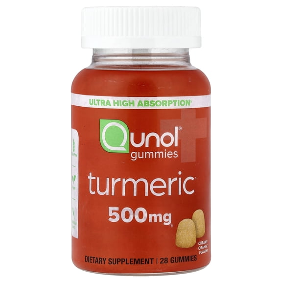 Qunol Turmeric Gummies, Creamy Orange, 28 Gummies (250 mg per Gummy)