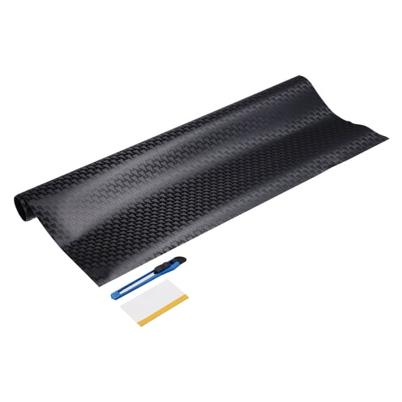 Uxcell 1Set Carbon Fiber Vinyl Wraps 12" x 6.6ft Self-Adhesive w Scraper Black