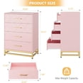 thumbnail image 2 of Commode pour Chambre avec 4 Tiroirs, Commode Moderne, avec Tiroirs Larges et Poignées en Métal, Commode en Bois, Rose, 2 of 7