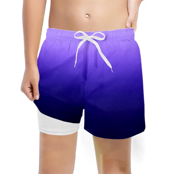 Boys Swim Trunks Quick Dry with Compression Liner Swimming Shorts Summer Bathing Suit with Pocket Swimwear 7-20T