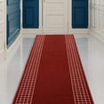 thumbnail image 1 of Runner Rug for Hallway Checkered Bordered Red Color 26 Inch or 31 Inch Wide by Your Length Choice Slip Resistant Rubber Backing Stain Resistant Pile Stair Runner, 1 of 6